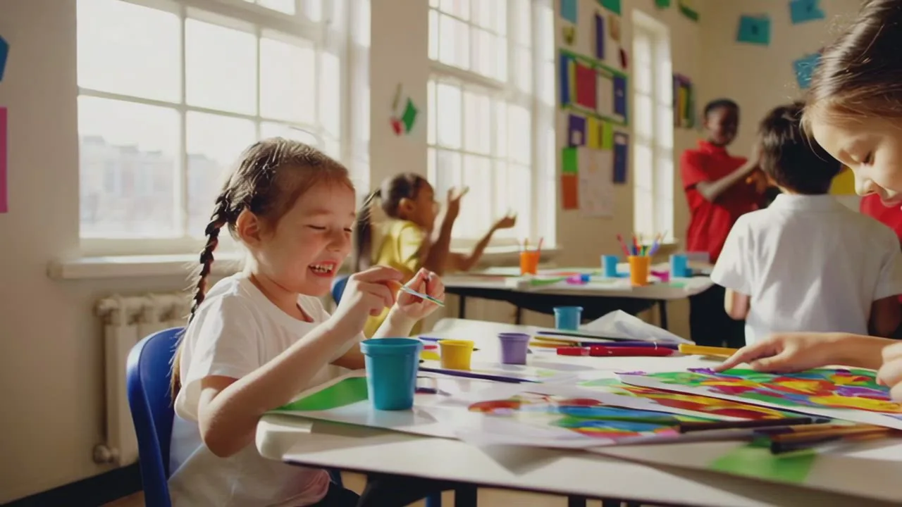 A child at a craft table during an activity